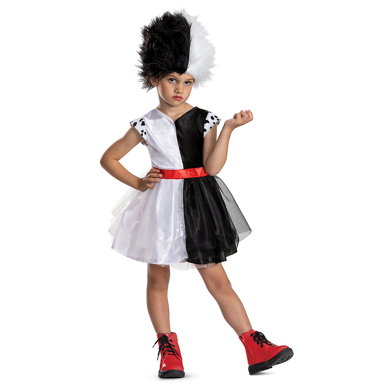Adorable Girl's Baby Classic Disney 101 Dalmatians Cruella Costume for Halloween Parties Dress Up and Themed Events