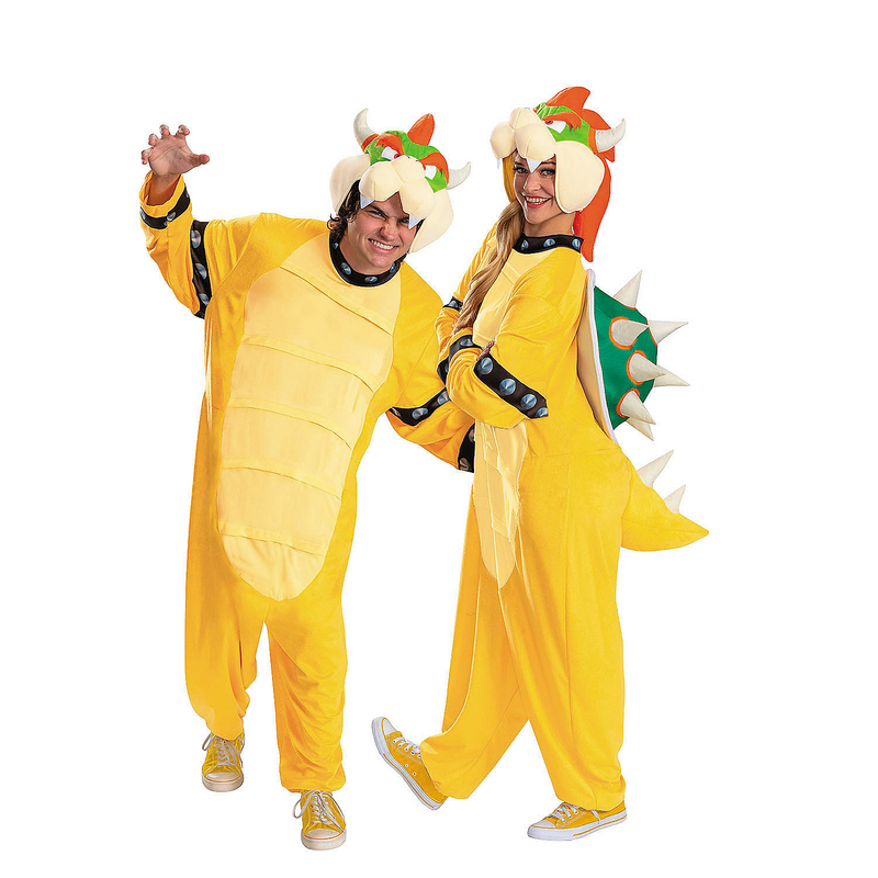 Adults Super Mario Bros. Bowser Hooded Jumpsuit Costume