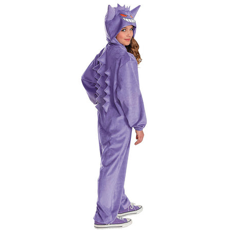 Kids Deluxe Pokmon Gengar Hooded Jumpsuit Costume for Halloween Trick or Treating and Themed Birthday Parties
