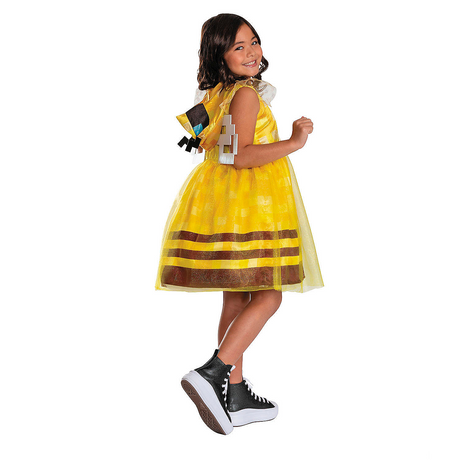 Kids Minecraft Bee Hooded Dress Costume