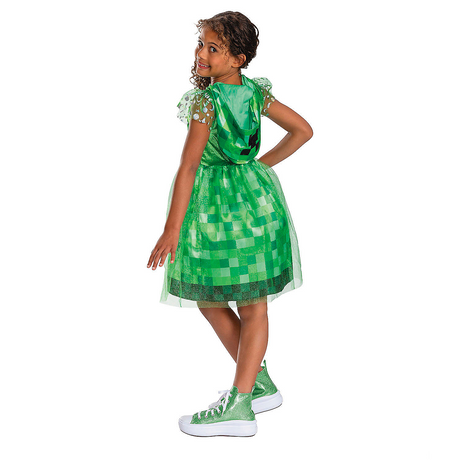 Kids Minecraft Creeper Hooded Dress Costume