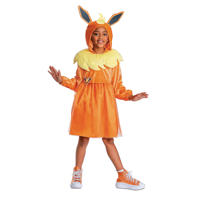 Kids Pokmon Flareon Hooded Dress Costume