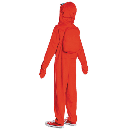 Kids Among Us Red Impostor Hooded Jumpsuit Costume