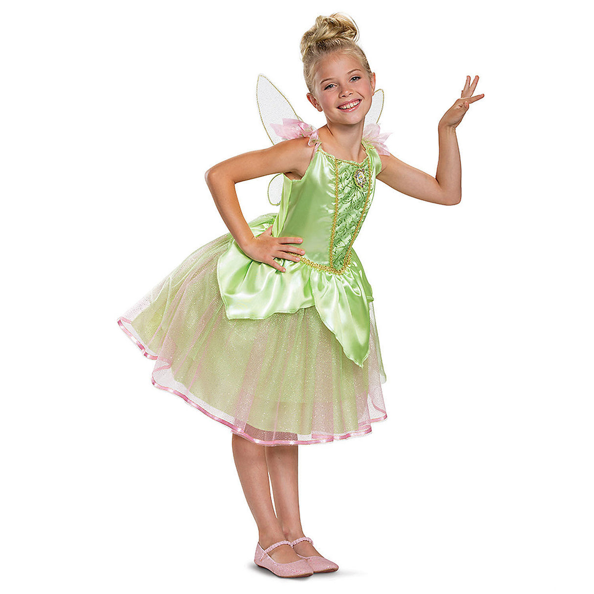Kids Tinker Bell Dress Costume with Wings for Halloween Parties and Dress Up Adventures