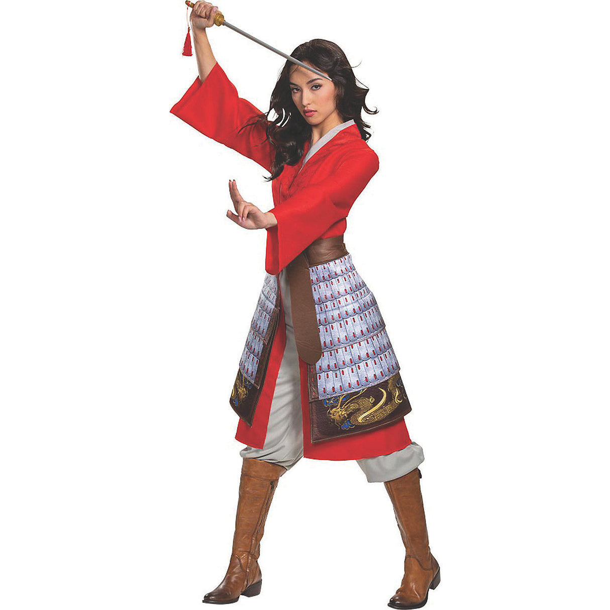 Disney Mulan Hero Deluxe Red Dress Costume for Halloween and Themed Dress-Up Events