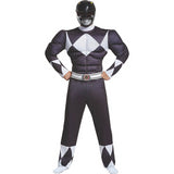 Classic Black Ranger Muscle Adult Costume for Halloween Parties and Power Ranger Themed Events