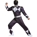 Classic Black Ranger Muscle Adult Costume for Halloween Parties and Power Ranger Themed Events
