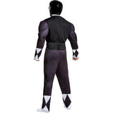 Classic Black Ranger Muscle Adult Costume for Halloween Parties and Power Ranger Themed Events