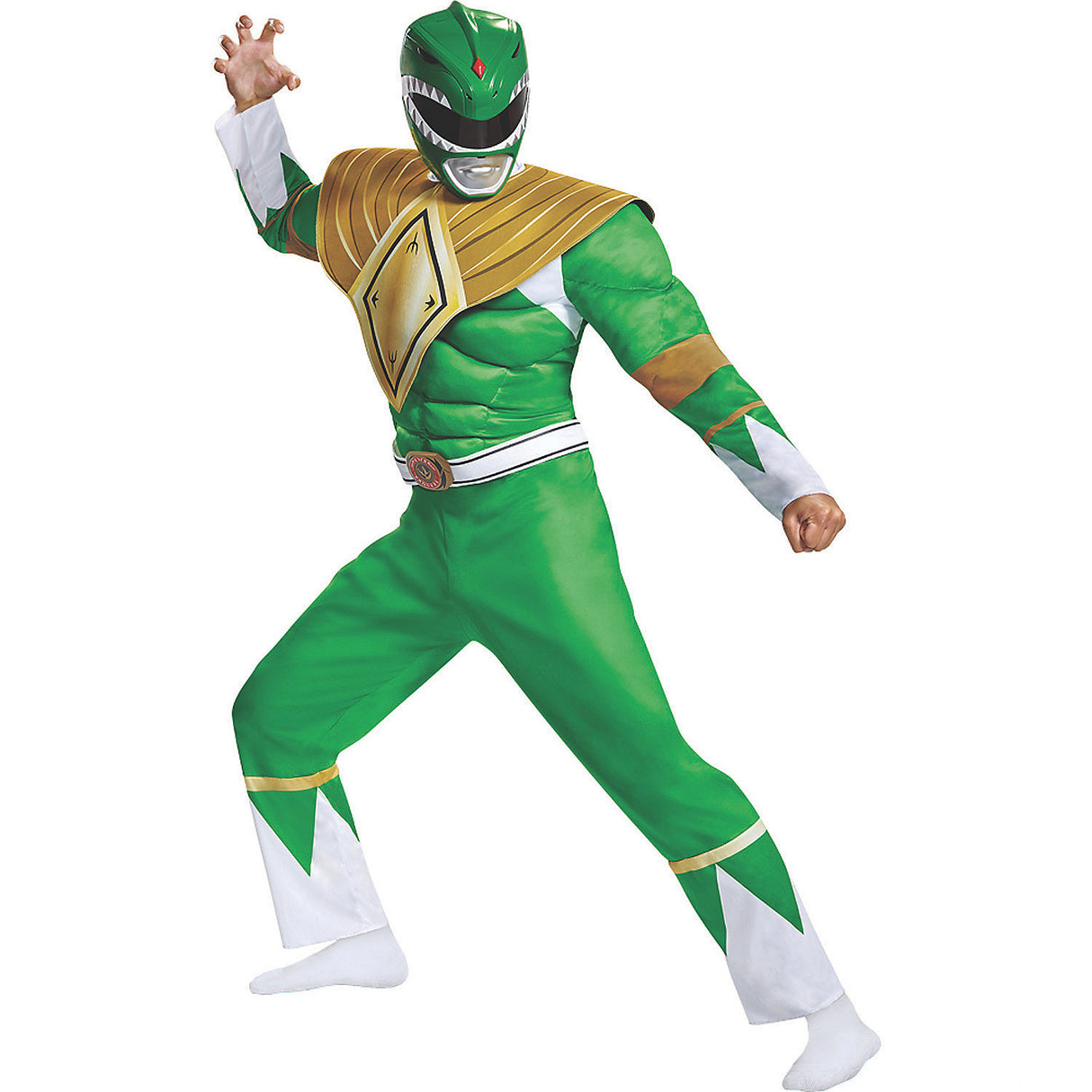 Transform into Green Ranger Classic Muscle Ad Costume for Halloween Parties and Superhero Dress Up Events