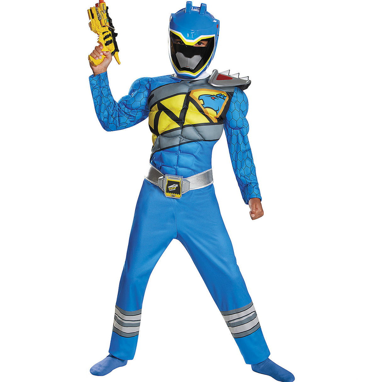 Child Blue Ranger Muscle Costume for Superhero Parties Halloween and Dino Charge Adventures