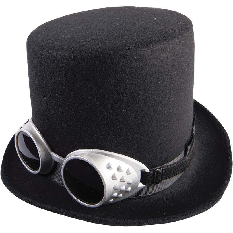 Steampunk Hat W/Goggles-Black