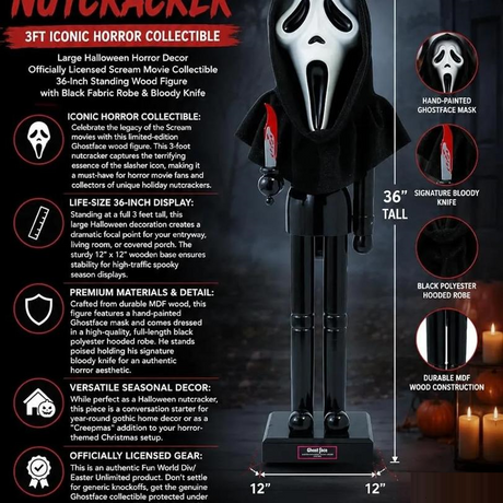 3 Ft. Ghost Face Collectible Holiday Horror Nutcracker Decoration