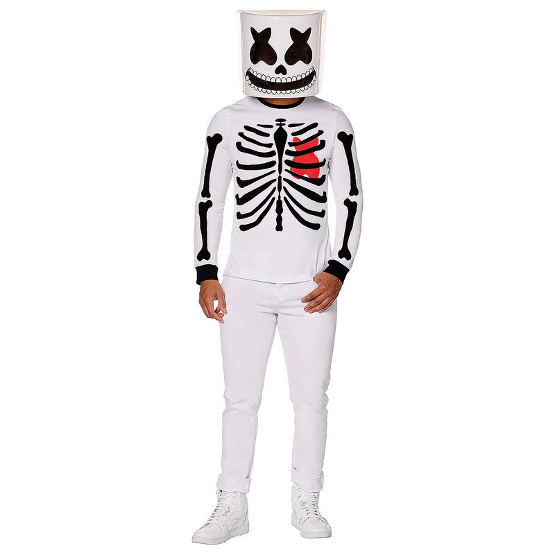 Officially Licensed Marshmello Black and White Skeleton Costume for Halloween Parties and Events