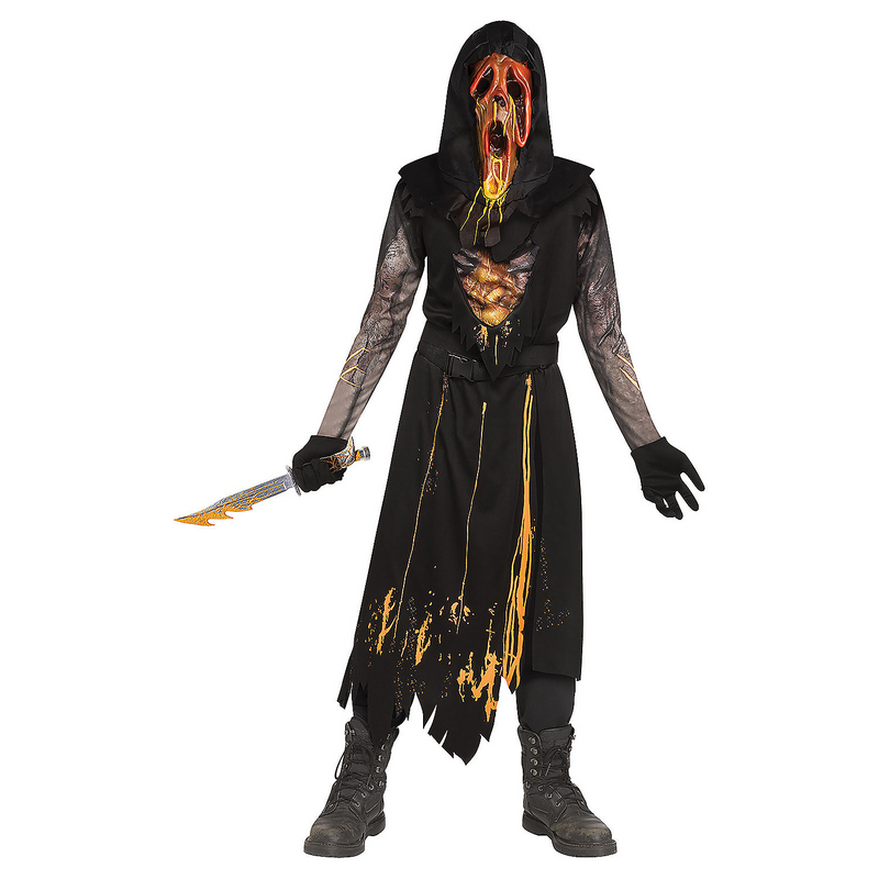 Child Scorched Ghost Face Costume for Halloween Parties Trick or Treating and Dress Up Fun