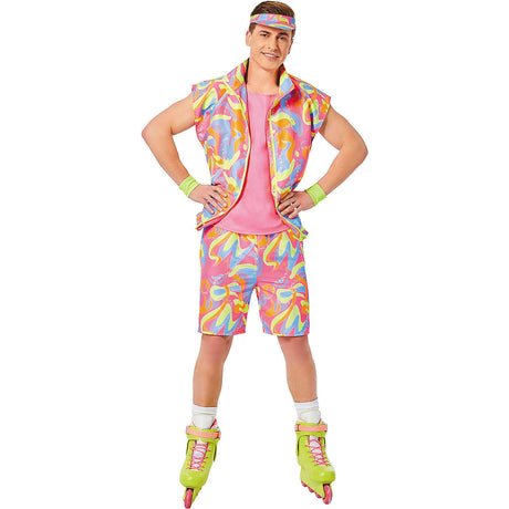 Adults Barbie Movie Pink & Yellow Skating Ken Costume