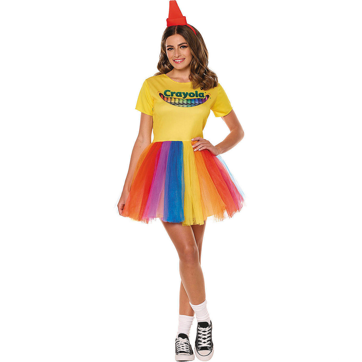 Colorful Women's Crayola Box Dress Costume for Halloween Parties Dress Up and Fun Creative Events