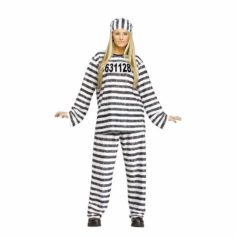Womens Black & White Jailhouse Honey Costume