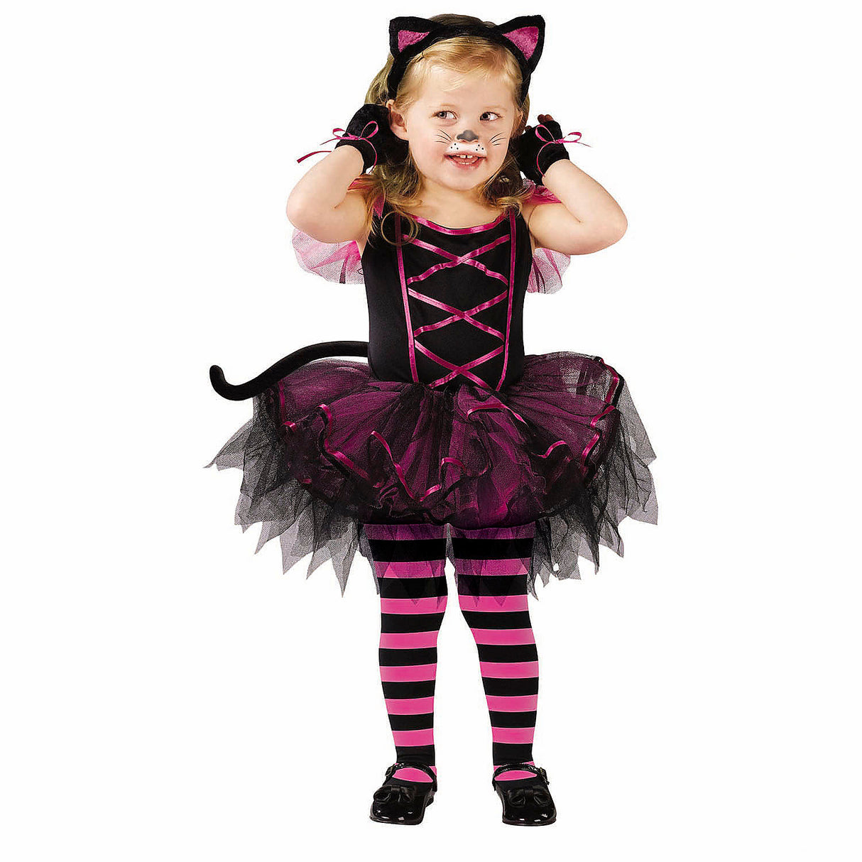 Glamorous Toddler Black & Pink Tutu Caterina Costume for Halloween Parties and Dress-Up Play