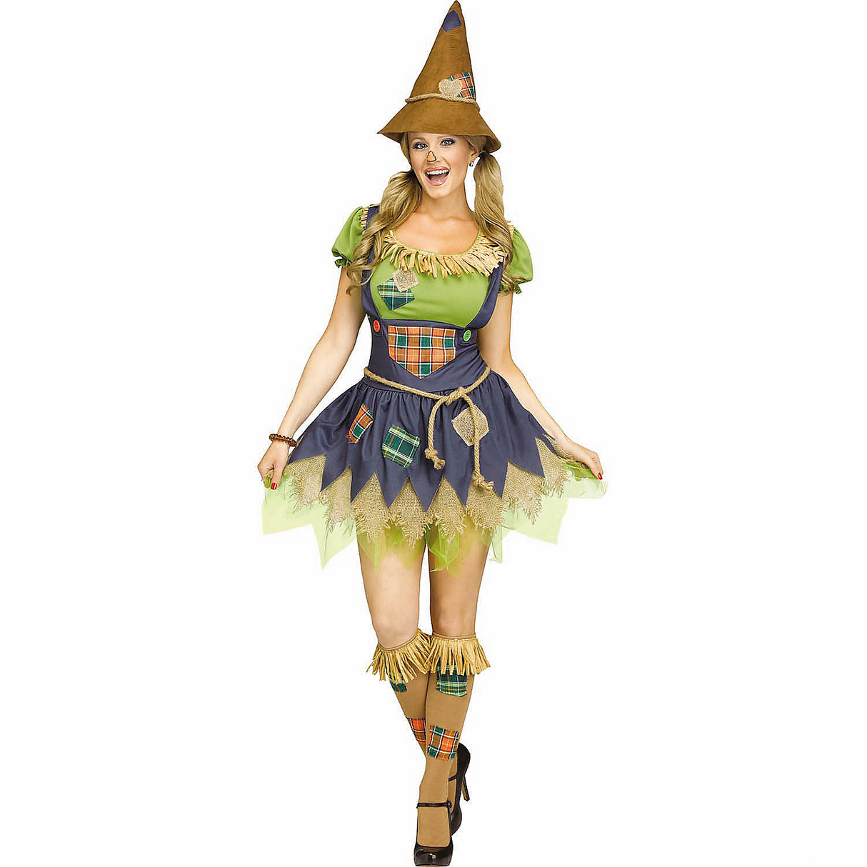 Womens Multicolor Dress Scarecrow Costume