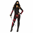 Adults Red & Black Sexy Ninja Warrior Jumpsuit Costume