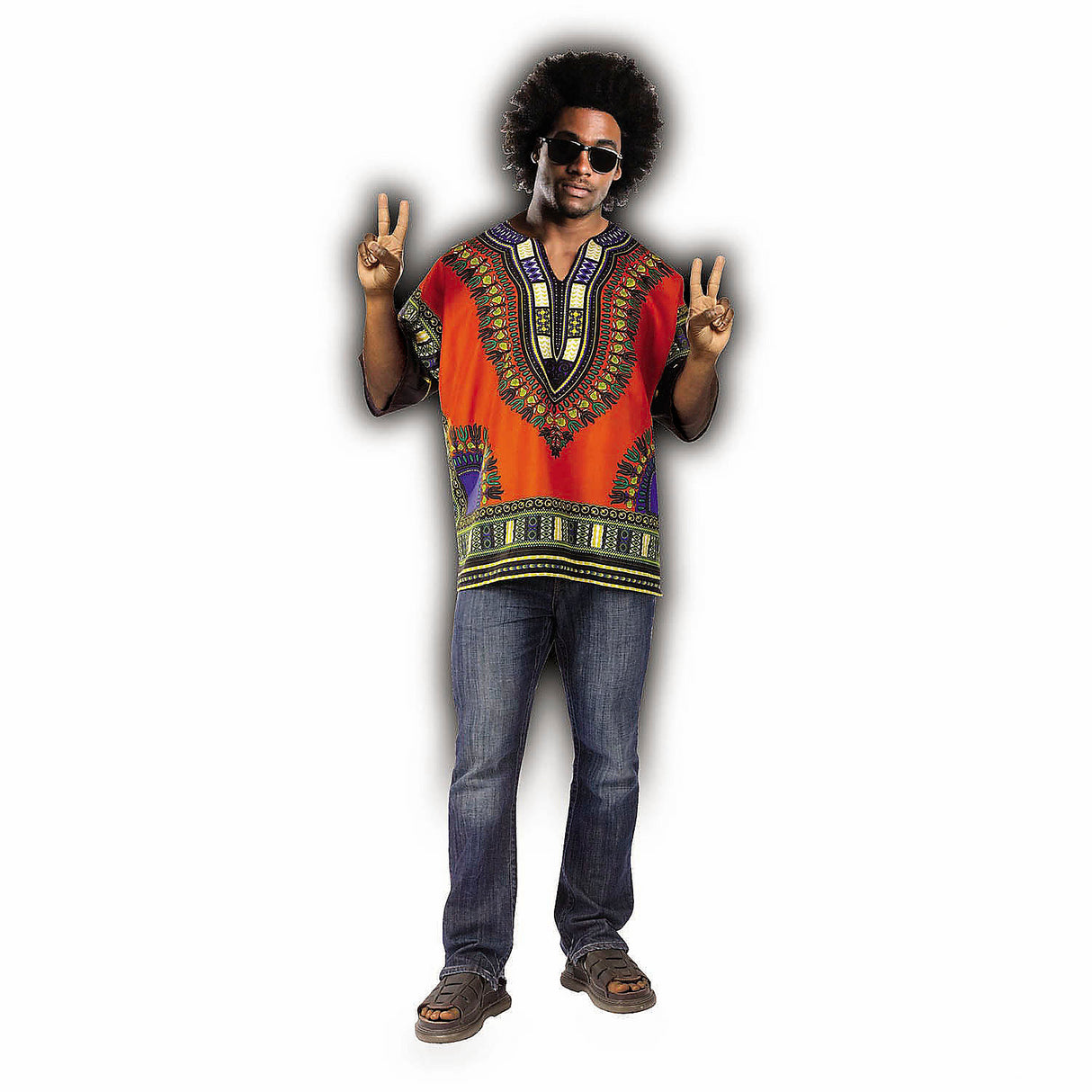 Authentic Adults Dashiki Hippie Shirt Costume for Themed Parties and Retro Events