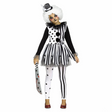 Girls Black & White Dress Killer Clown Costume