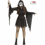 Adults Ghost Face Black Glitter Dress Costume