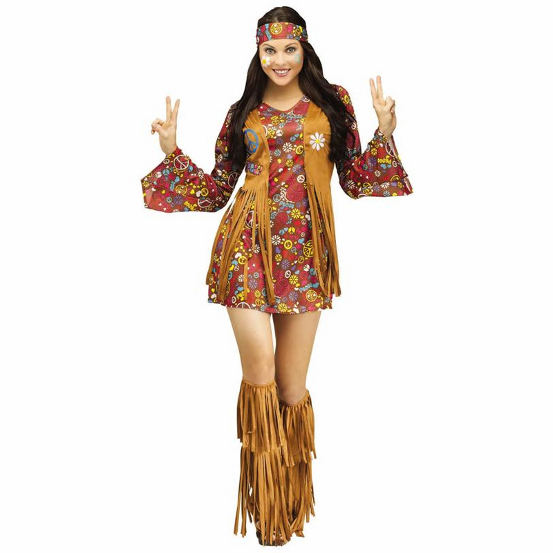 Womens Multicolor Peace & Love Hippie Costume