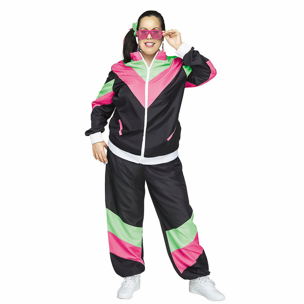 Womens Multicolor 80s Track Suit Costume