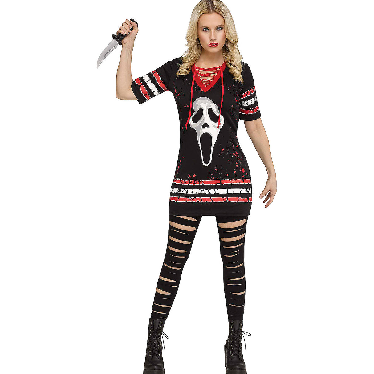 Comfortable Adult Ghost Face Dress Costume for Halloween Parties and Haunted Gatherings