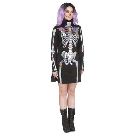 Adult colorful holographic skeleton Halloween dress