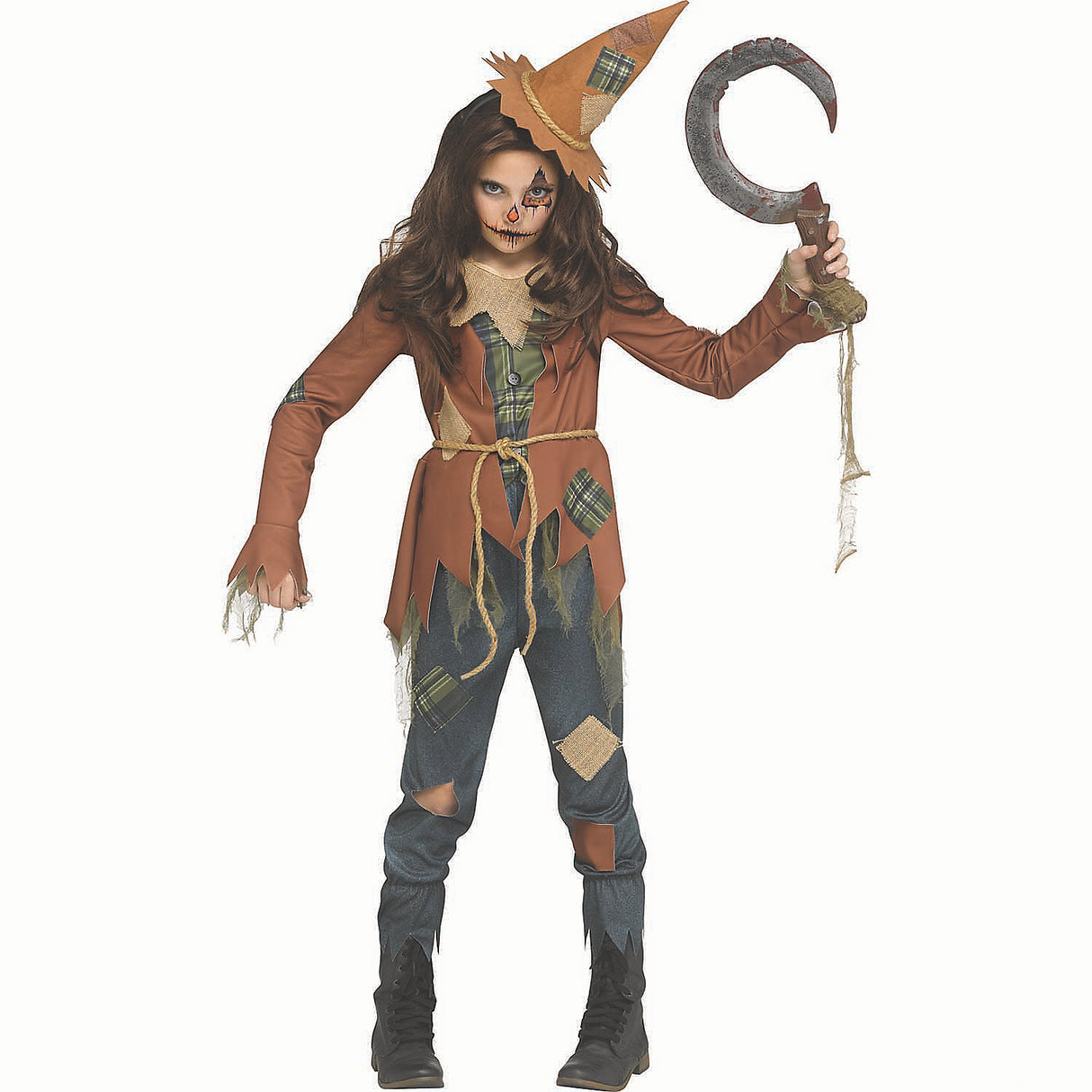 Kids Scary Crow Scarecrow Costume for Halloween Parties Trick-or-Treating and Themed Events