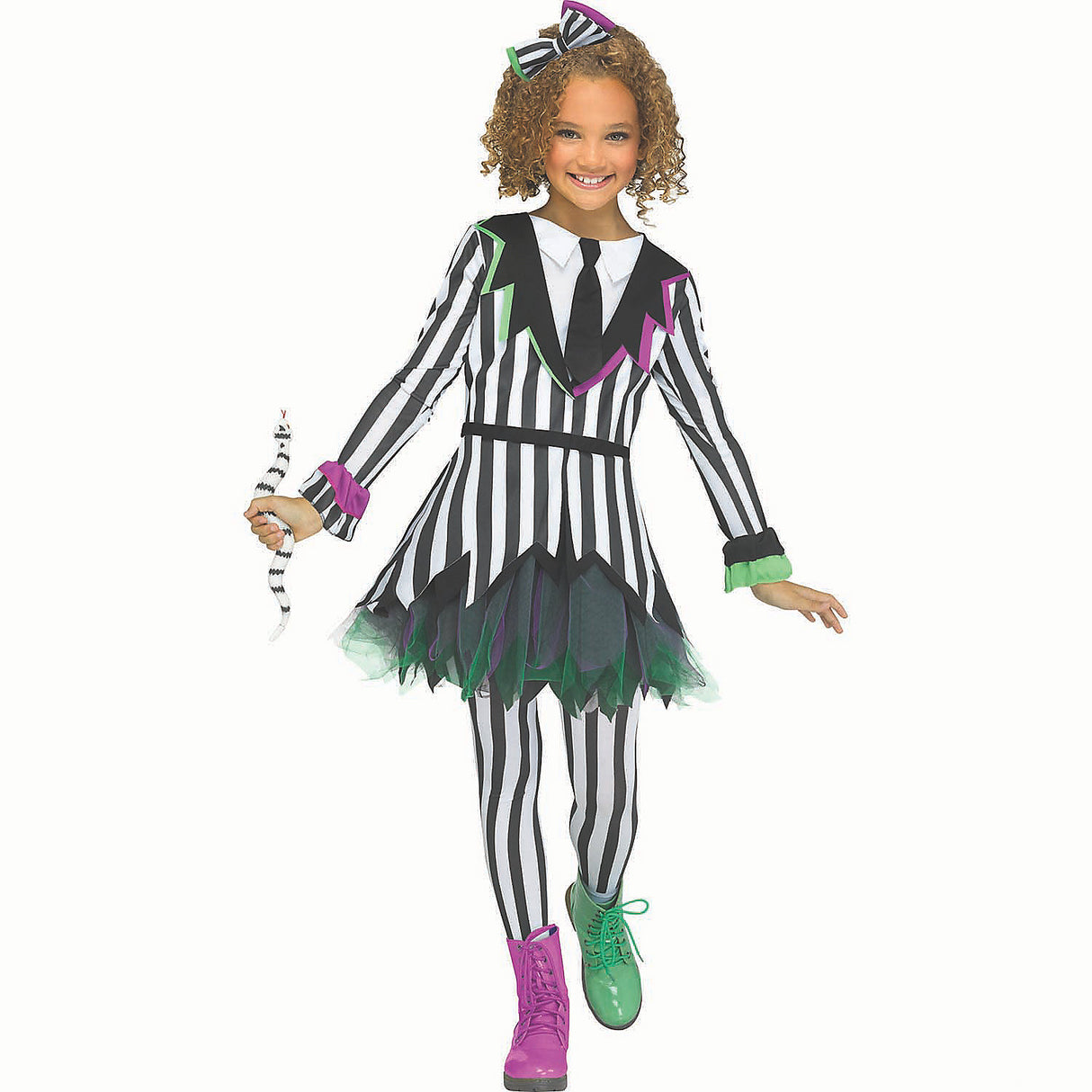 Girls Multicolored Polyester Silly Spirit Costume for Halloween Parties and Festive Celebrations