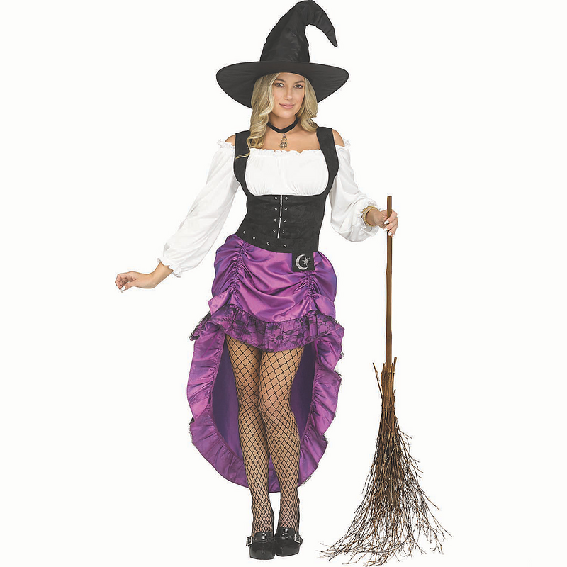Renaissance Witch Dress Costume in Black, Purple and White for Women clothing product image
