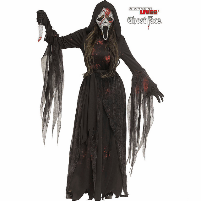 Adults Ghost Face Bloody Bling Hooded Gown Costume