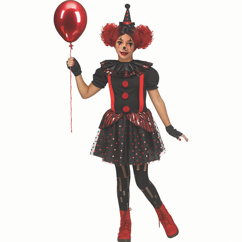 Girls Chrome Clown Costume for Halloween Parties Spooky Events and Creative Dress Up