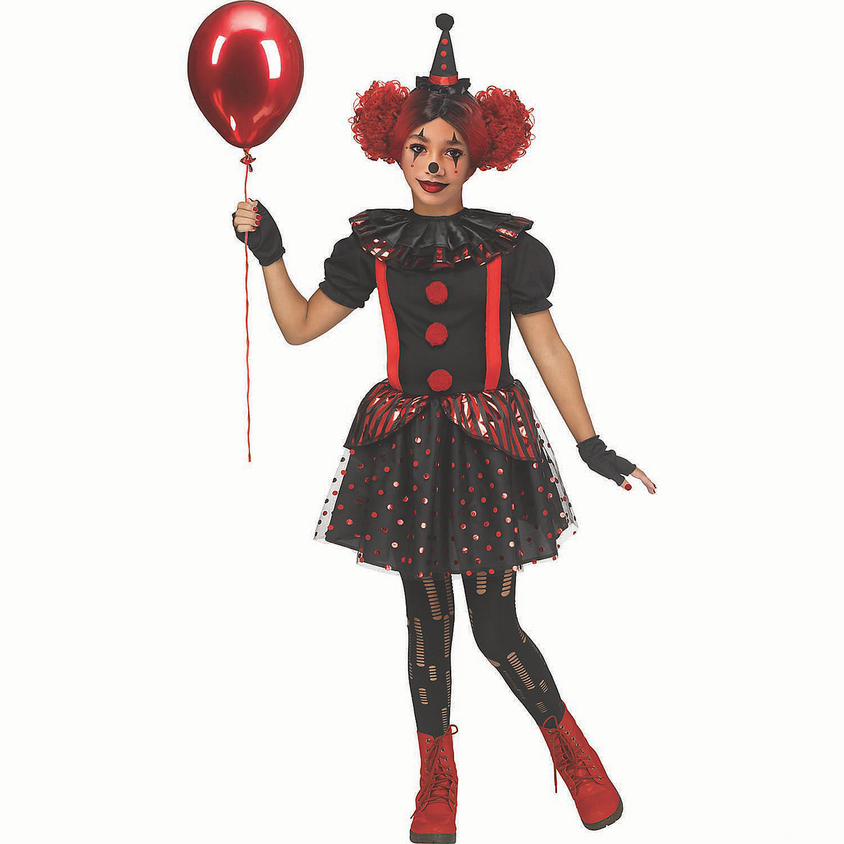 Girls Chrome Clown Costume for Halloween Parties Spooky Events and Creative Dress Up
