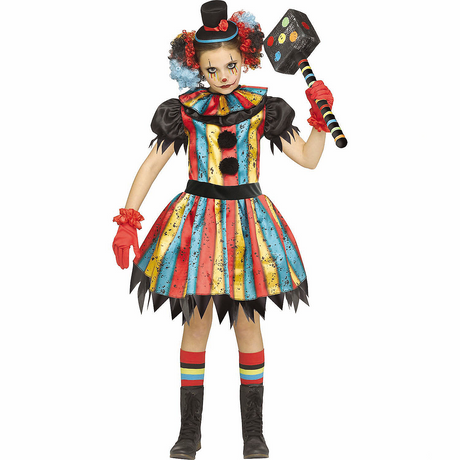 Girls Multicolor Polyester Carny Clown Costume