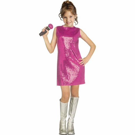 Kids Pop Star Pink Sleeveless Dress Costume