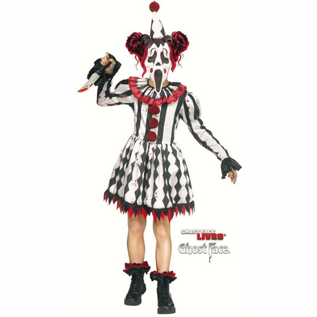 Kids Ghost Face Circus Harlequin Dress Costume