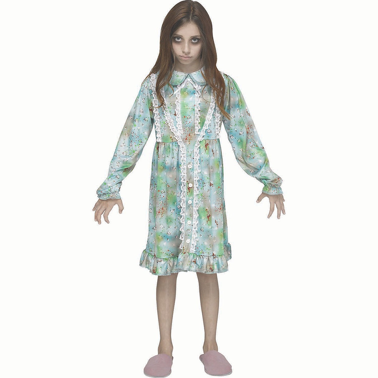 Girls Multicolored Nightmare Nightgown Costume for Halloween Parties and Spooky Themed Events