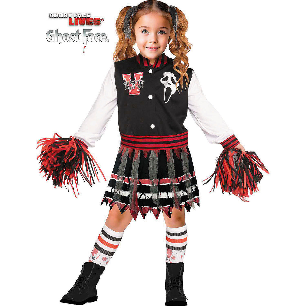 Toddler Ghost Face Cheerleader Costume for Halloween Parties and Spooky Dress Up Fun