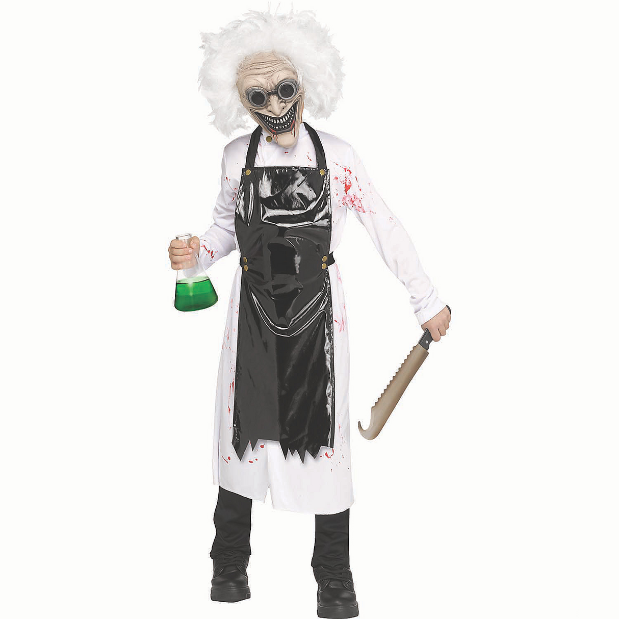 Kids Mad Scientist Halloween Costume Lab Coat Mask Set