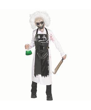 Kids Mad Scientist Halloween Costume Lab Coat Mask Set