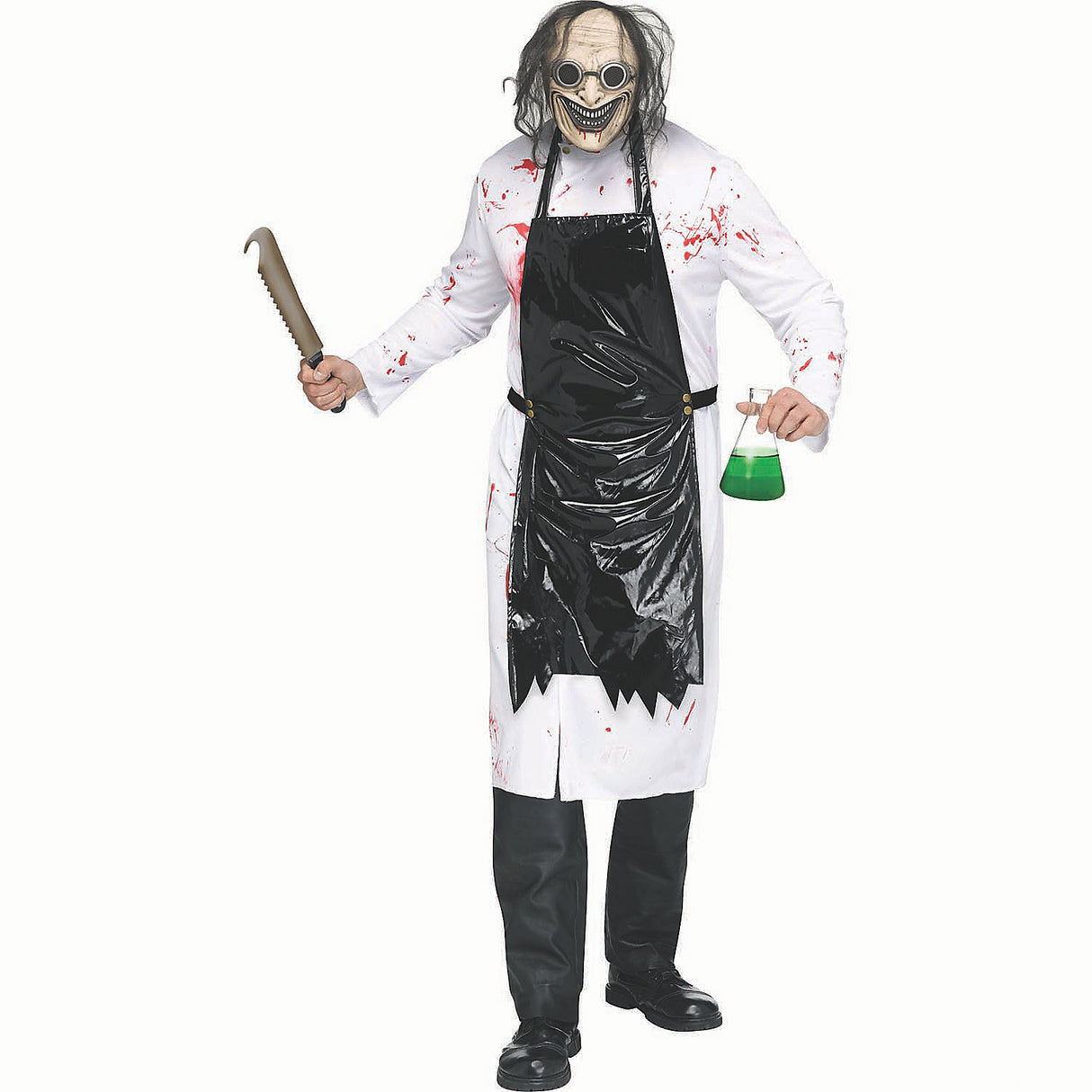 Premium Adults Black and White Mad Scientist Costume for Halloween Parties Themed Events and Science Celebrations