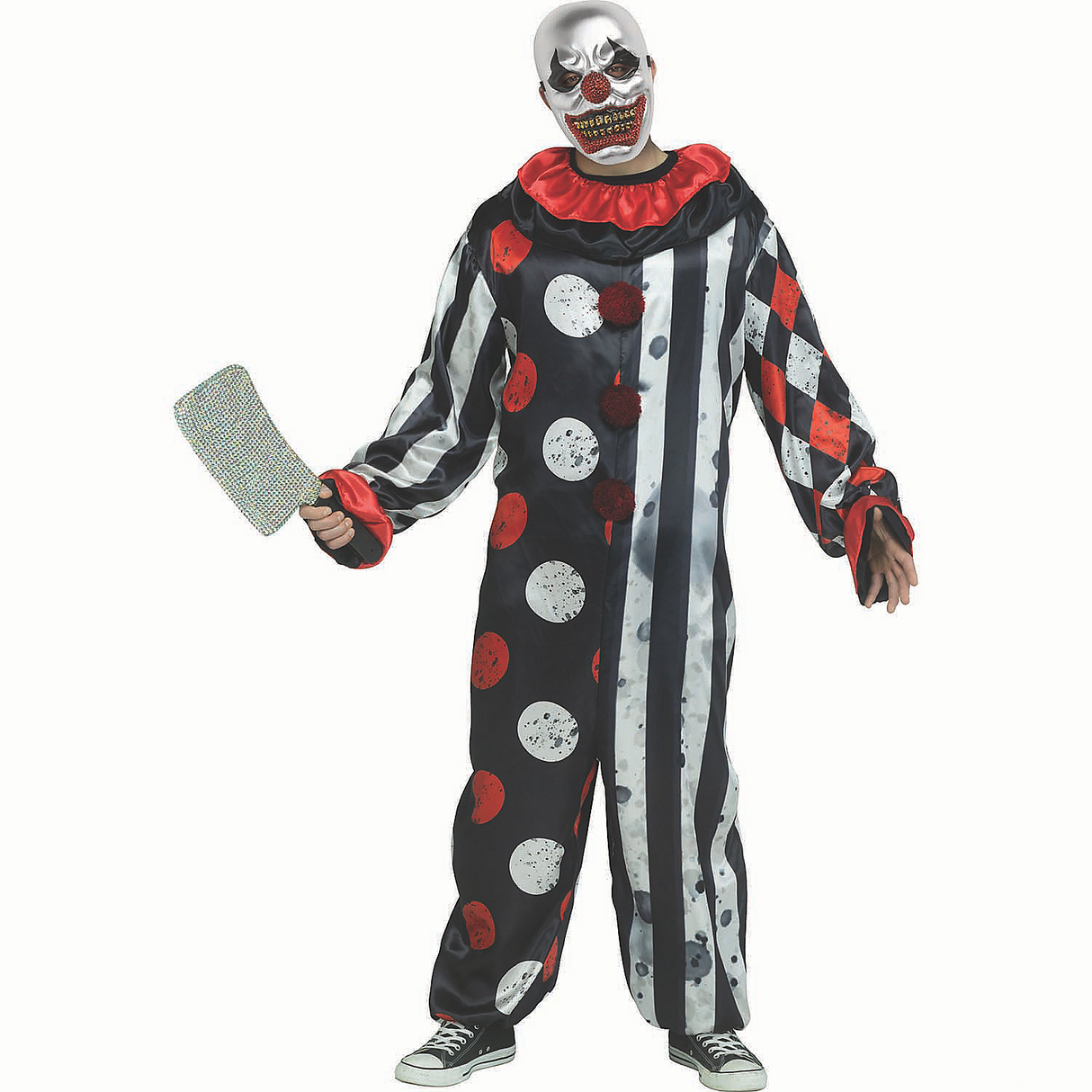 Adults Big Top Bling Black White & Red Clown Costume