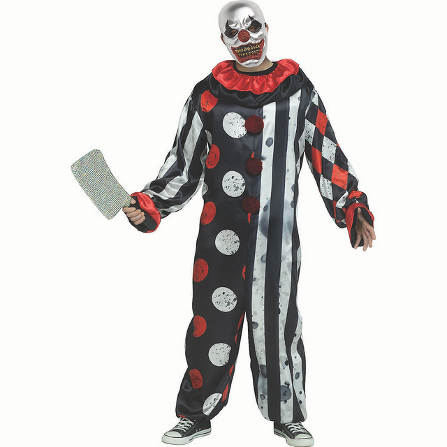 Adults Black, White & Red Big Top Bling Clown Costume - Standard