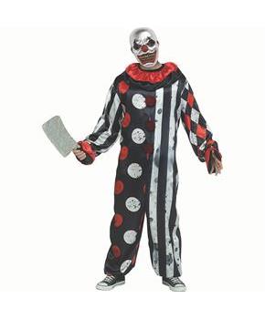 Adults Big Top Bling Clown Costume Black White Red Jumpsuit Set