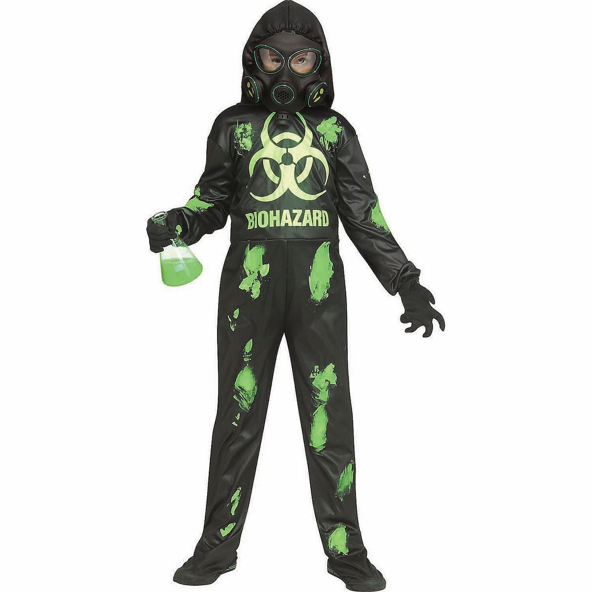 Light-Up Biohazard Hooded Jumpsuit Costume for Halloween Parties and Trick-or-Treating