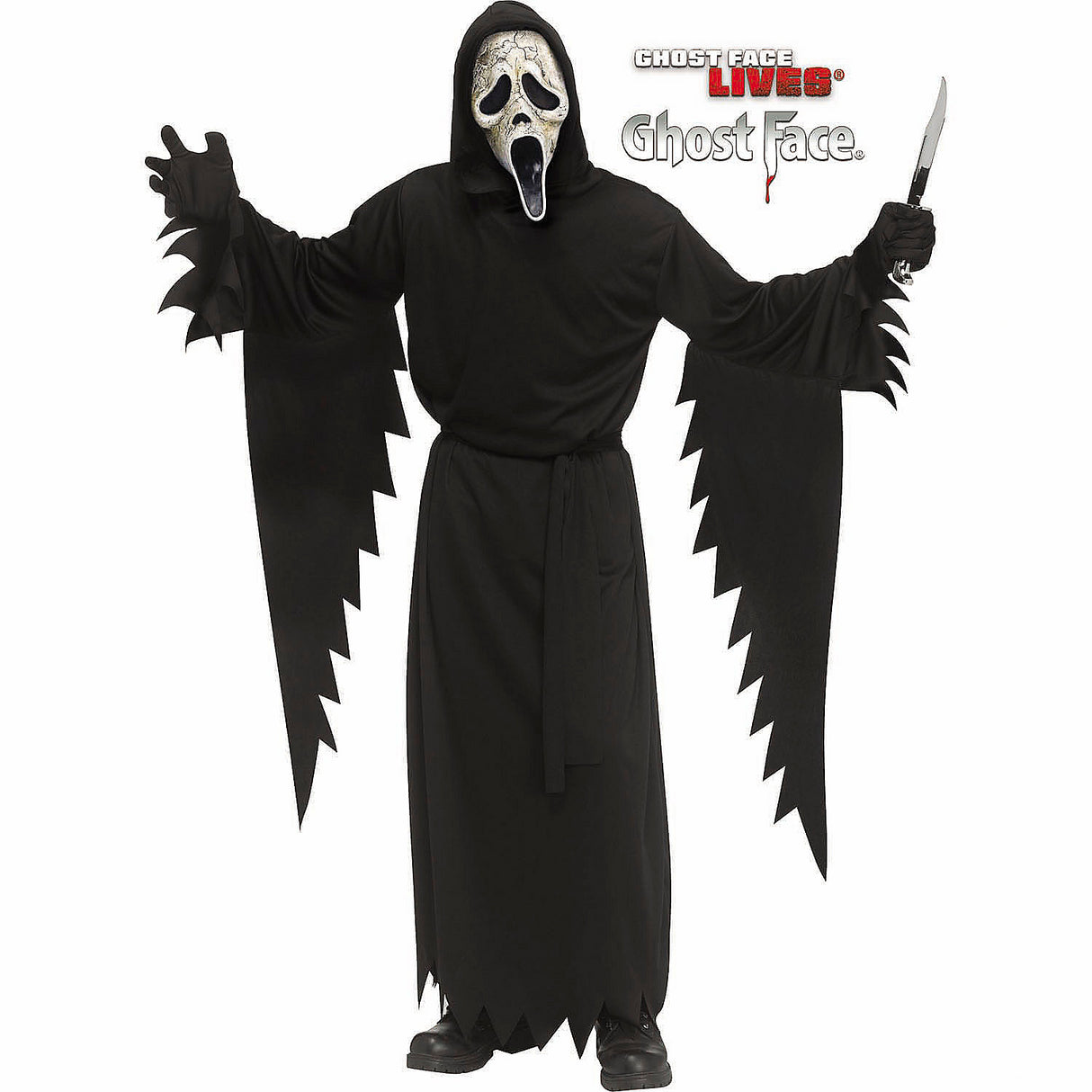 Kids Ghost Face Black Robe Costume for Halloween Parties and Scary Dress-Up Events